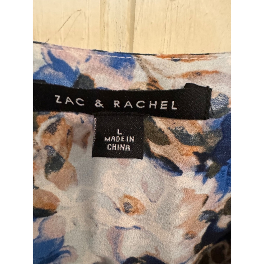 Zac & Rachel Blouse Large Blue White Floral - Picture 3 of 10